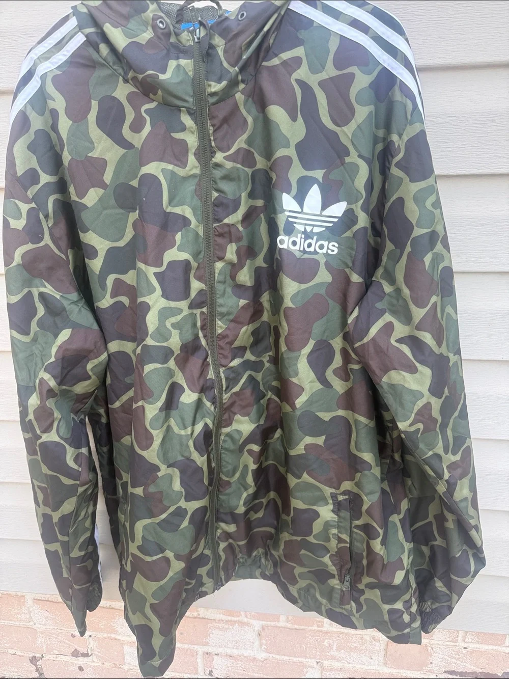 adidas Green & Black Camo Windbreaker with Hood